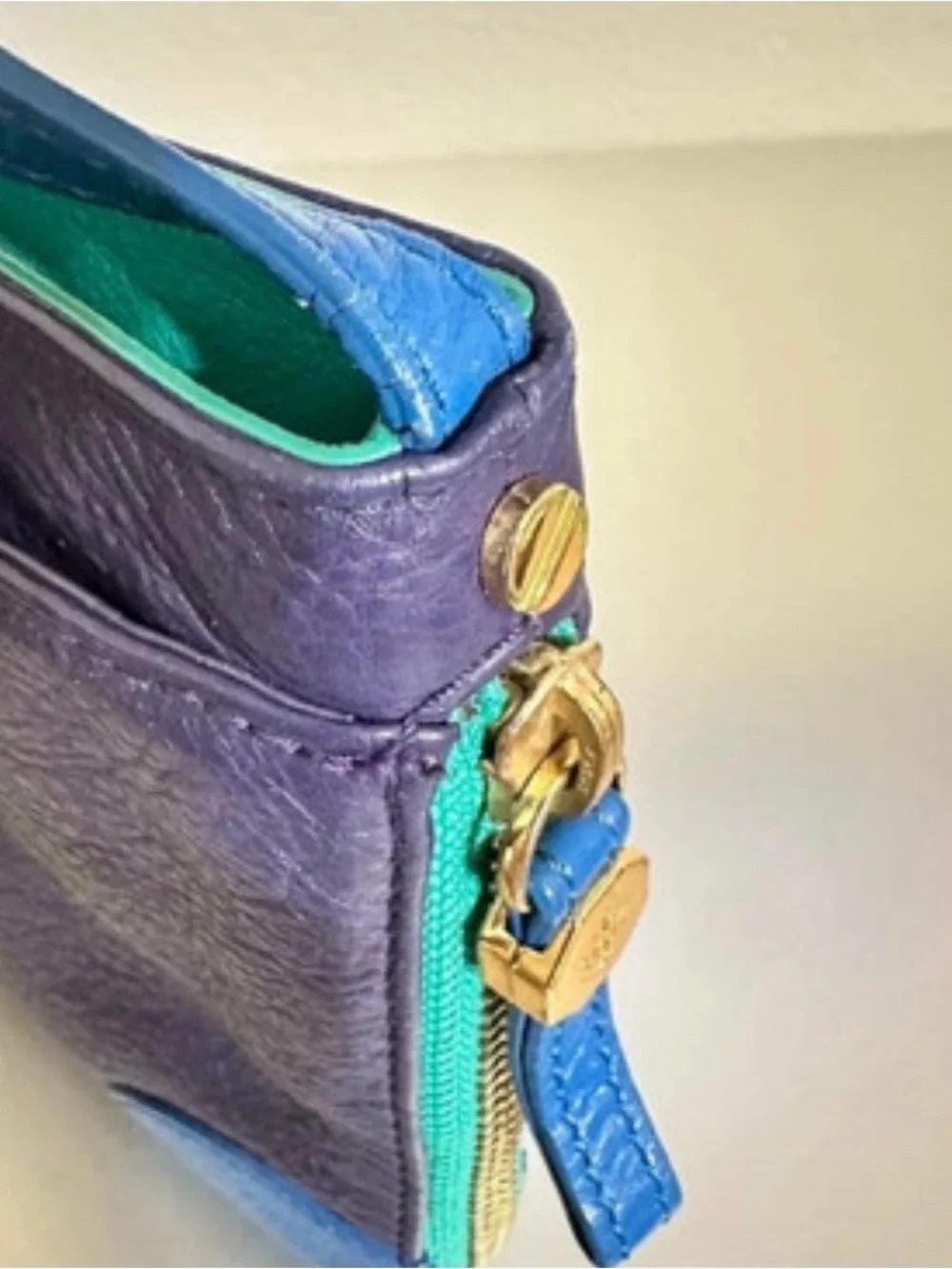 Tory Burch Two-Tone Navy and Bright Blue Leather Crossbody